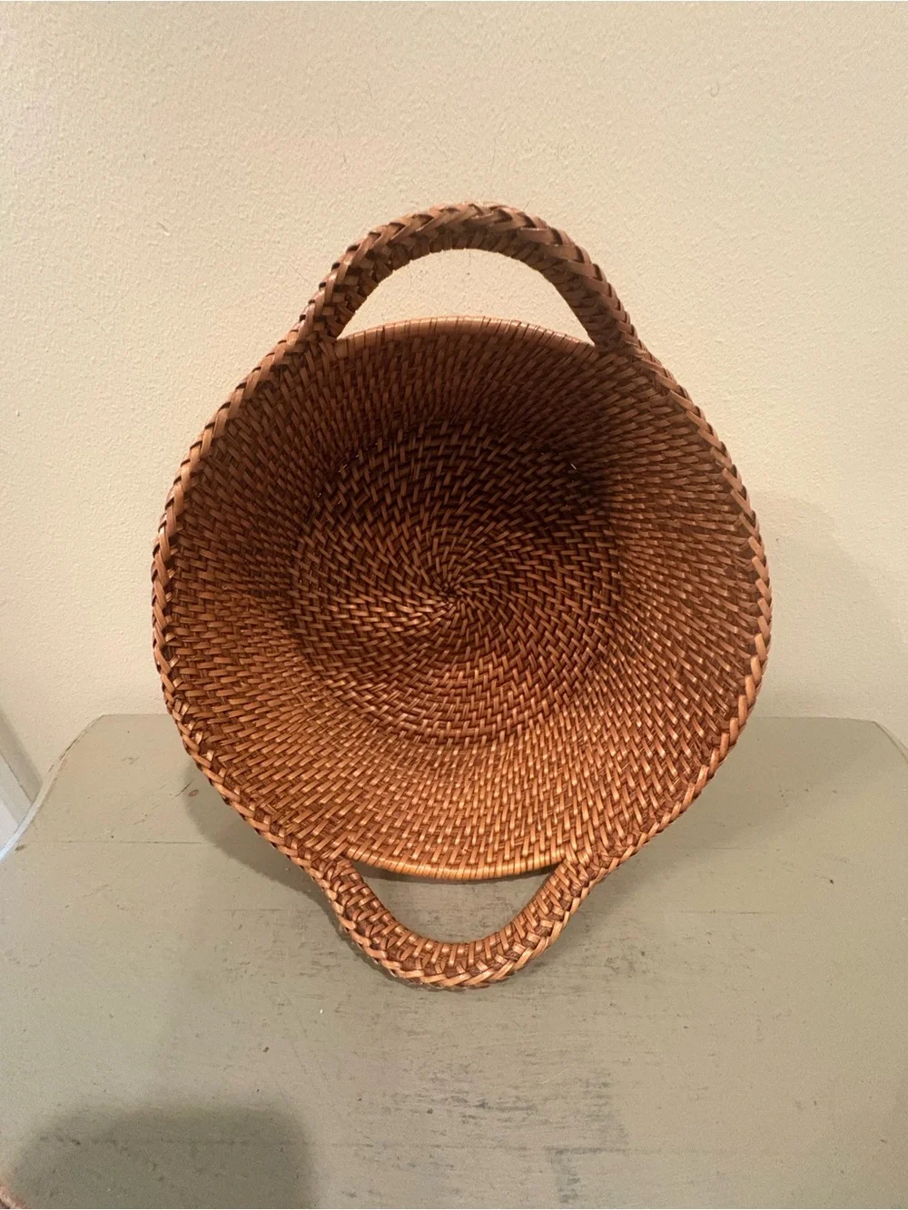 Crate&Barrel 9 1/2 X 4 Artesia Honey Rattan Bread Basket